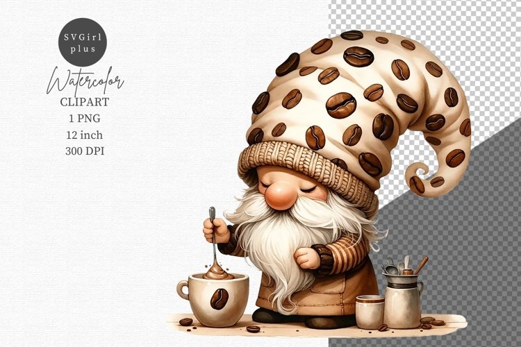 Gnome clipart, Coffee clipart, Gnome sublimation example image 1