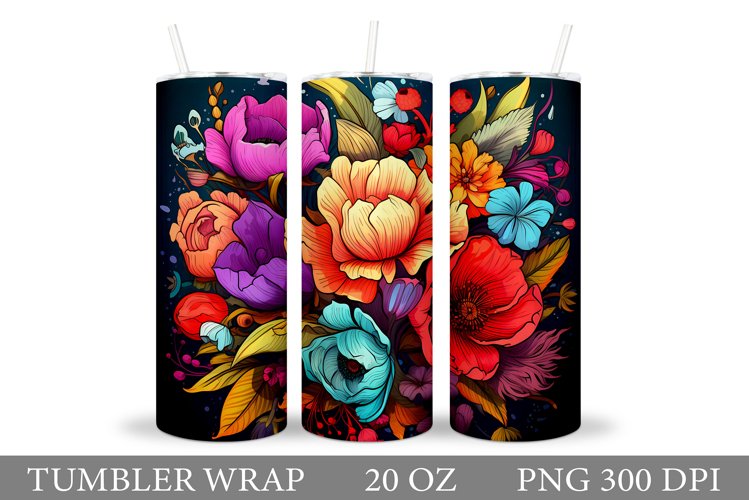 Flowers Tumbler Design. Flowers Tumbler Sublimation