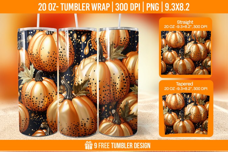 Pumpkin Tumbler Sublimation Wrap, 20 oz Fall Tumbler Wrap