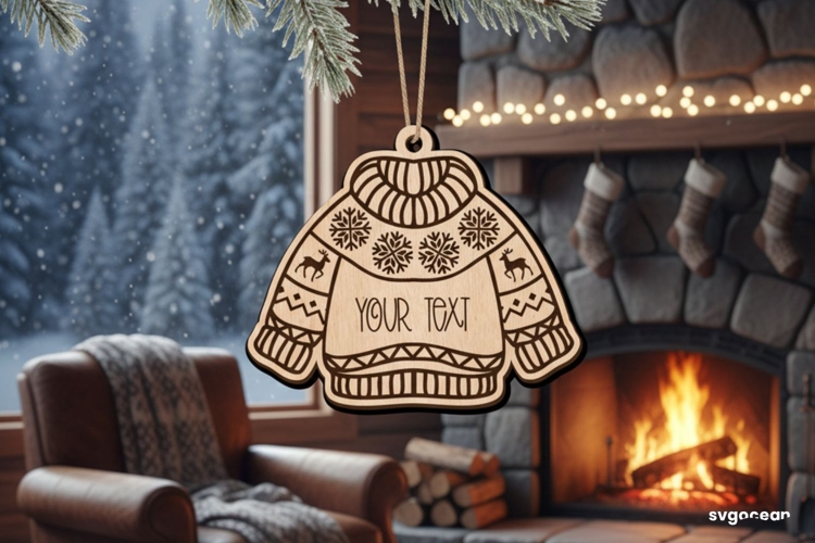 Christmas Sweater Ornament Laser Cut | Glowforge | SVG