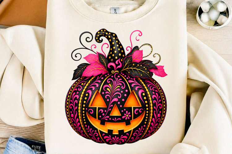 Pink Witch Jack O Lantern Png example image 1