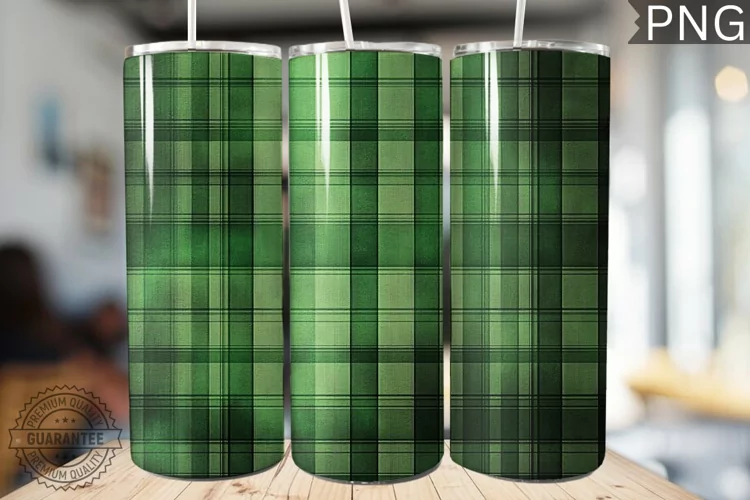 Green Plaid Tumbler Wrap - High Quality 300 Dpi