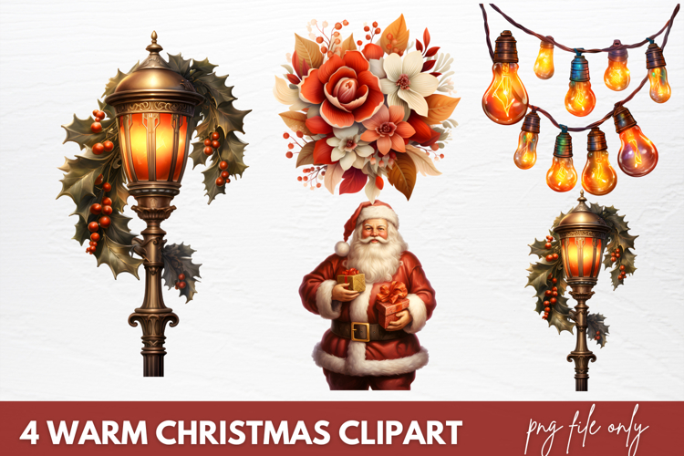Watercolor Warm Christmas Sublimation Clipart