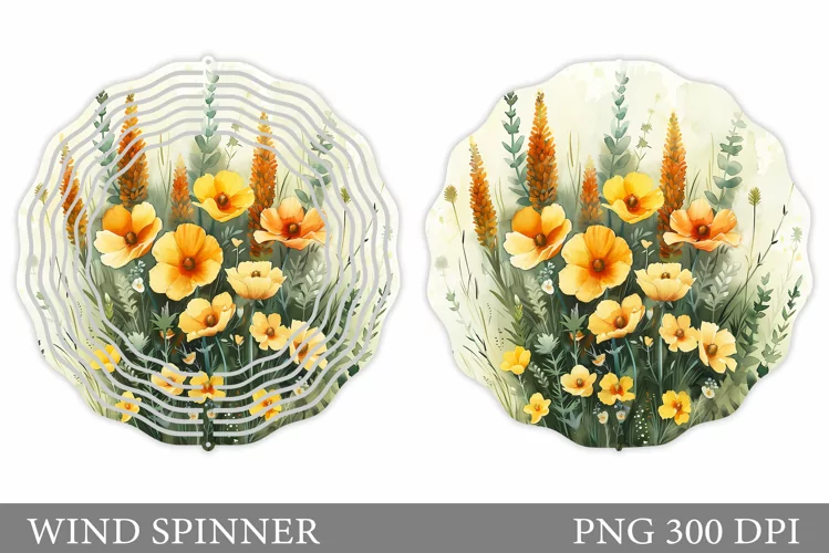 Flowers Wind Spinner Sublimation. Floral Wind Spinner Design