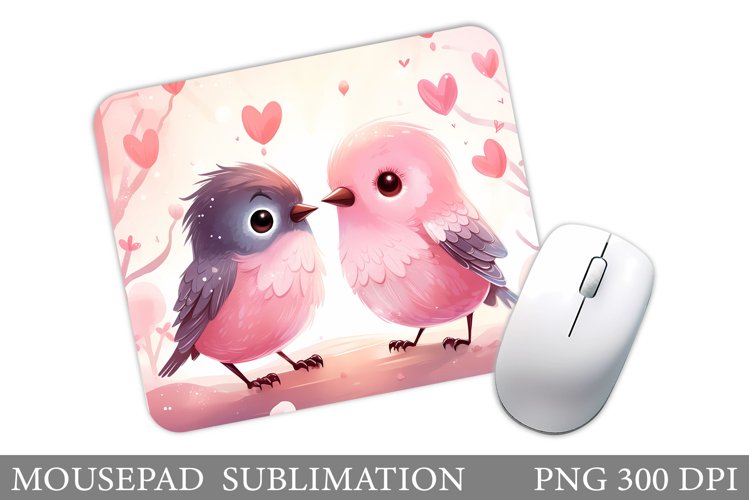 Cute Birds Mouse Pad Sublimation. Birds Valentine Mouse Pad
