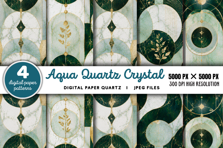 Aqua Quartz Crystal Digital Paper JPG