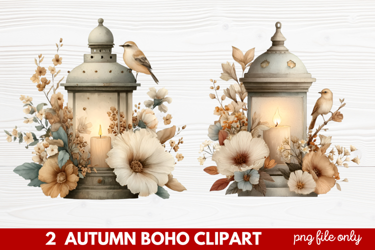 Autumn Boho Clipart | Fall Bohemian Aesthetic PNG Illustrati