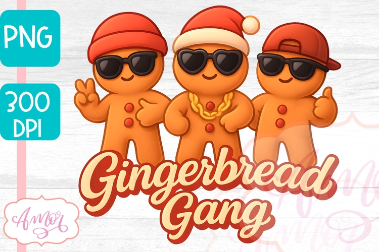 Gingerbread Gang PNG, Funny Christmas PNG for kids shirts