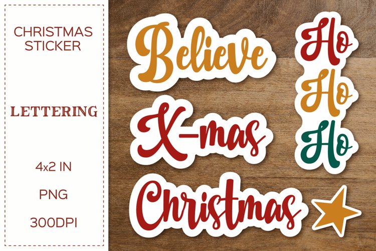 Christmas Sticker Set | Retro PNG | Printable Sticker