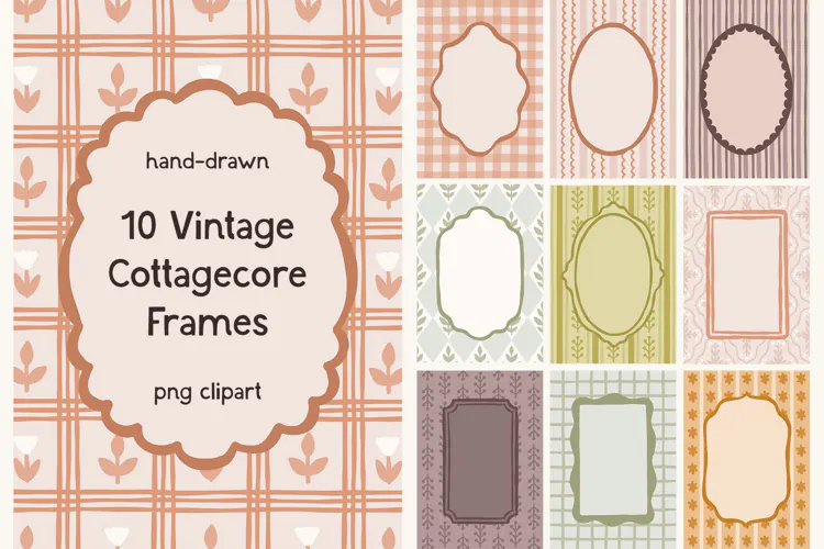 Hand Drawn Vintage Cottagecore Folk Frames