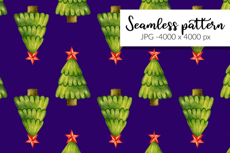Watercolor Christmas trees pattern