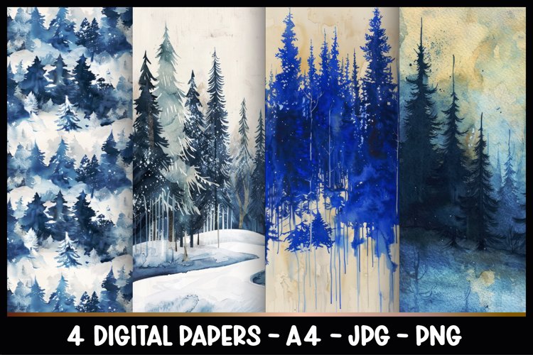 4 Winter Digital Papers I Christmas Junk Journal Pages