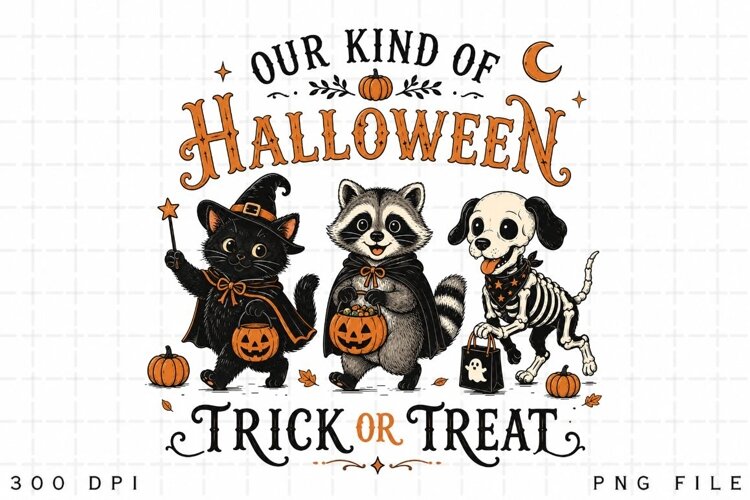 Our Kind Of Halloween PNG Sublimation Design - Cute Black example image 1