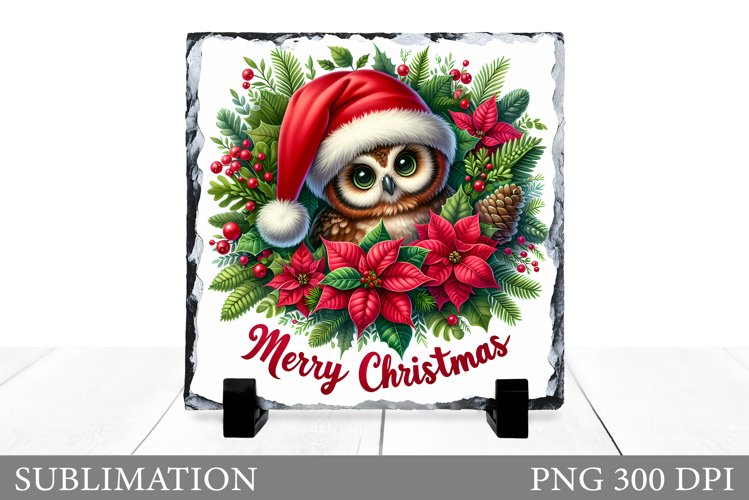 Christmas Owl Sublimation. Christmas Owl Slate Design example image 1