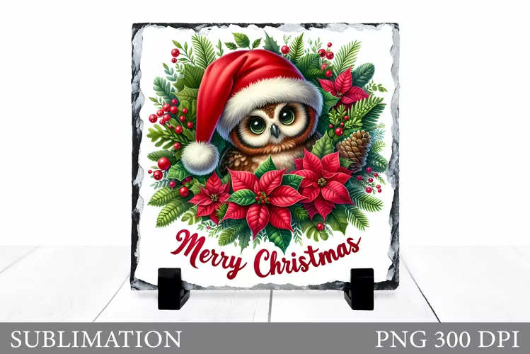 Christmas Owl Sublimation. Christmas Owl Slate Design