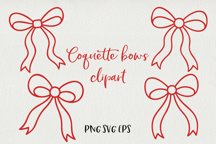 Coquette Bows Clipart | Pink Girly Ribbon Illustrations SVG