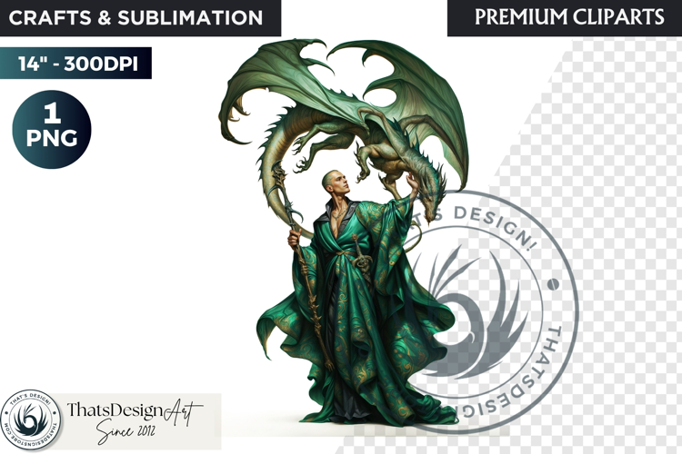 Fantasy Dragon wizard clipart, sorcerer, spellcaster, mage