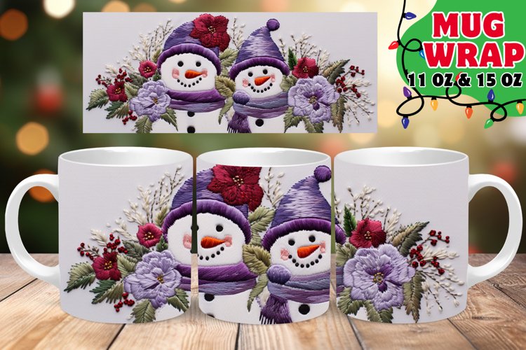 3D Snowman Embroidered Christmas Wonder 15oz Mug example image 1