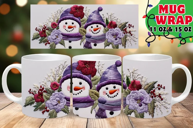3D Snowman Embroidered Christmas Wonder 15oz Mug