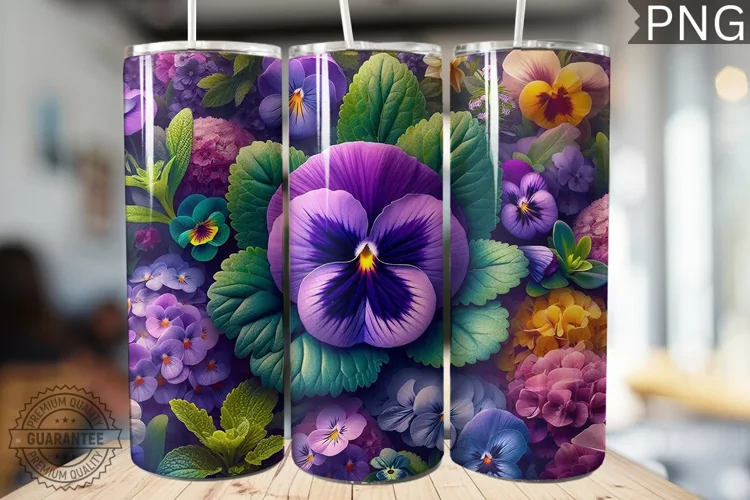 Pansy Flower Tumbler Wrap - Tumbler Design