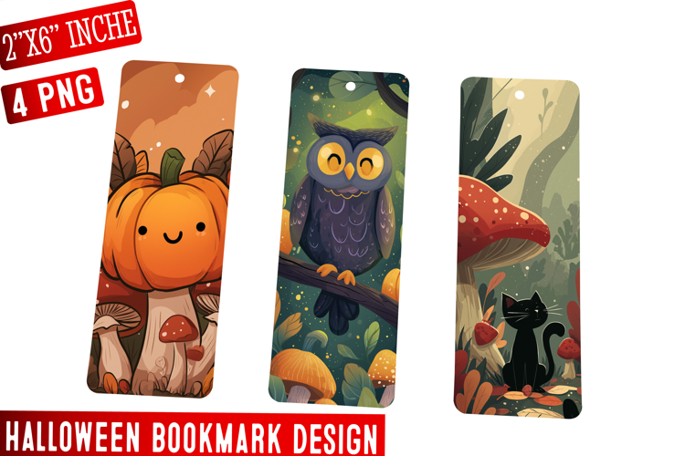 Halloween Bookmark Collection | 2x6 PNG Printable ,Halloween