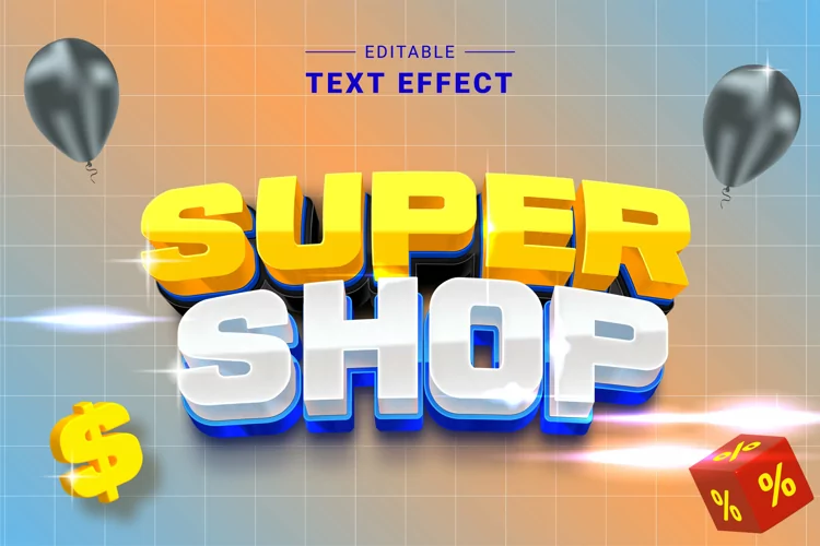 Editable Text Effect for Illustrator. Vector Graphic styles