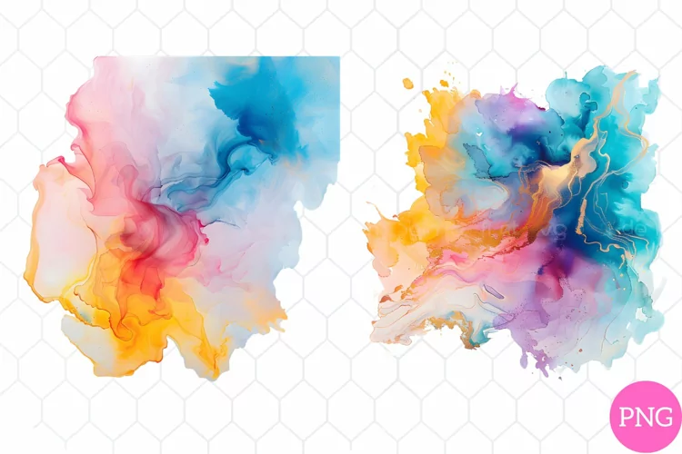 Vibrant Watercolor Splashes Clipart
