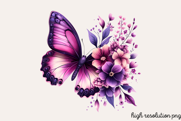 Butterfly Flowers Clipart PNG