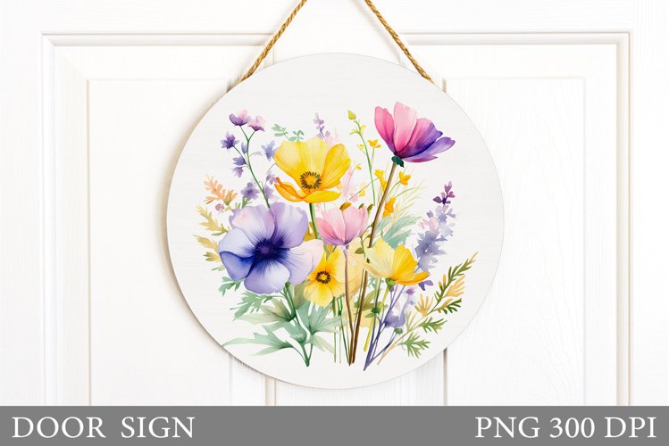 Flowers Door Sign Design. Wildflowers Door Sign Sublimation