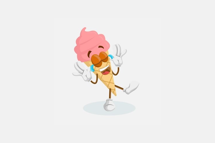 Ice cream Logo mascot happy pose example image 1