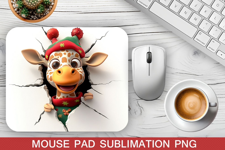 Christmas Giraffe Mouse Pad Sublimation -Christmas Mouse Pad