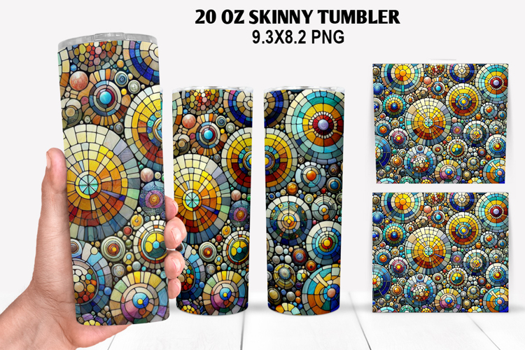 Skinny Tumbler 20oz Wrap Design, Stained Tumble PNG Design