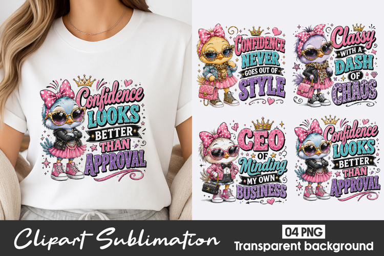 Fashion Duck Confidence Clipart Sublimation PNG