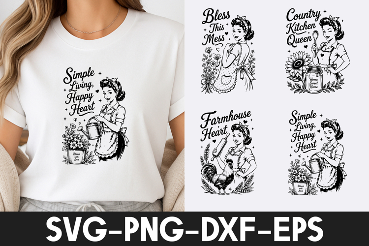 Retro Farmhouse Lady Vintage Design SVG