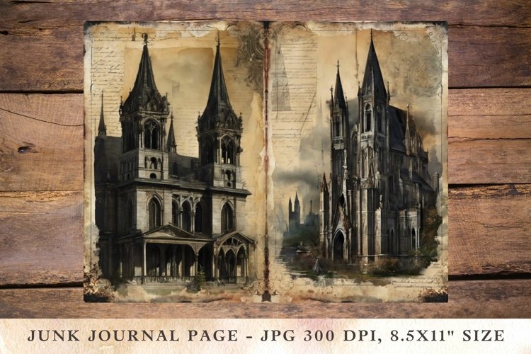 Printable Junk Journal Pages gothic castle1 example image 1