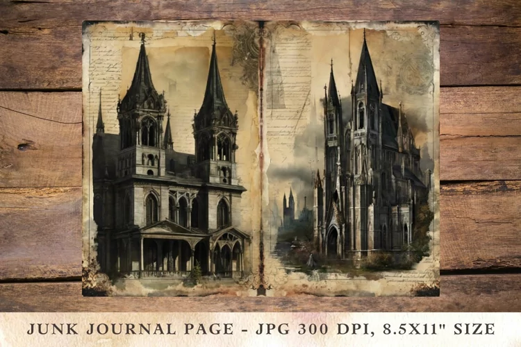 Printable Junk Journal Pages gothic castle1