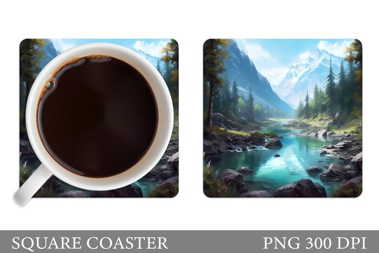 3D River Coaster Design. 3D Mountains Coaster Sublimation