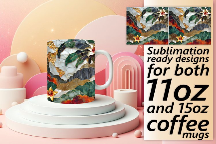Golden Mozaic Mug Wrap: Glitter Sublimation, Spring