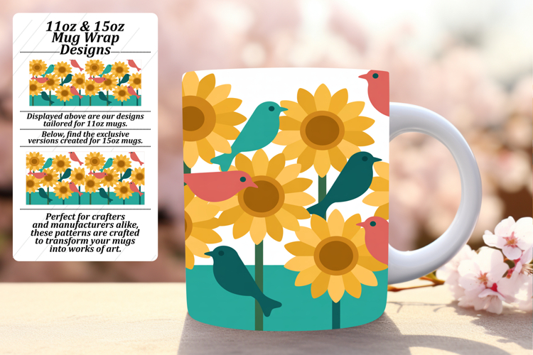 Spring Bird Watercolor Wrap 11oz/15oz Mug