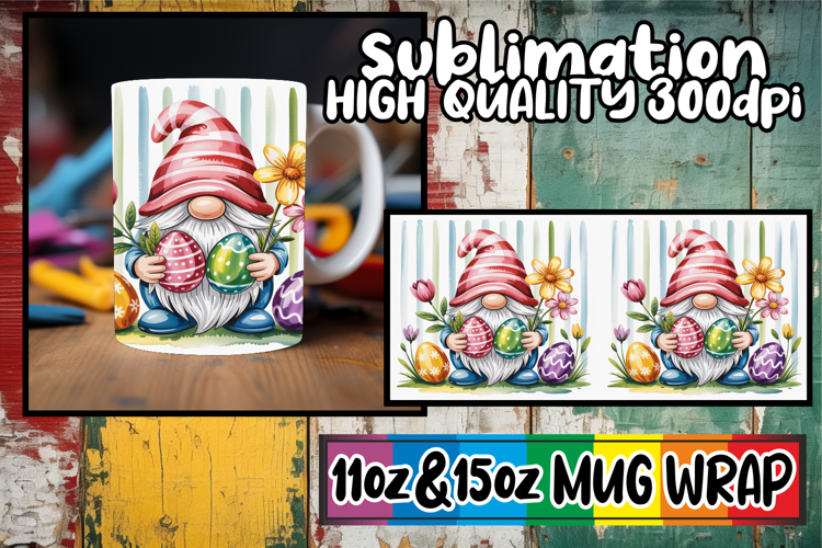 Serene moments 11oz 15oz sublimation wrap, Easter Gnomes