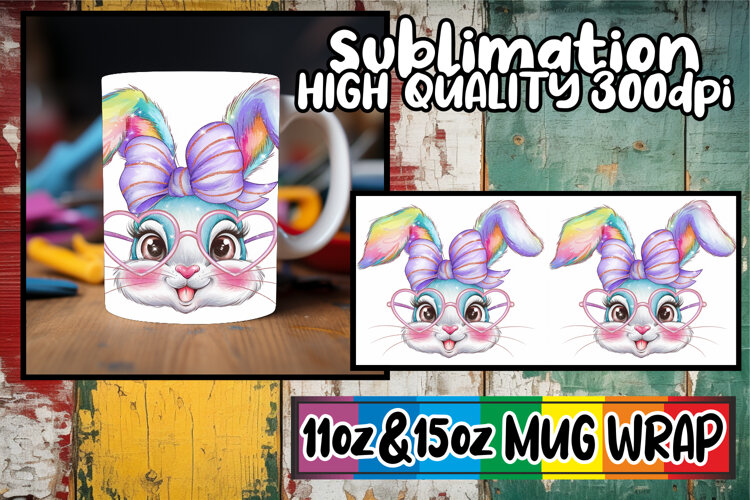 Gentle breezes 11oz 15oz sublimation wrap, Easter Bunny example image 1