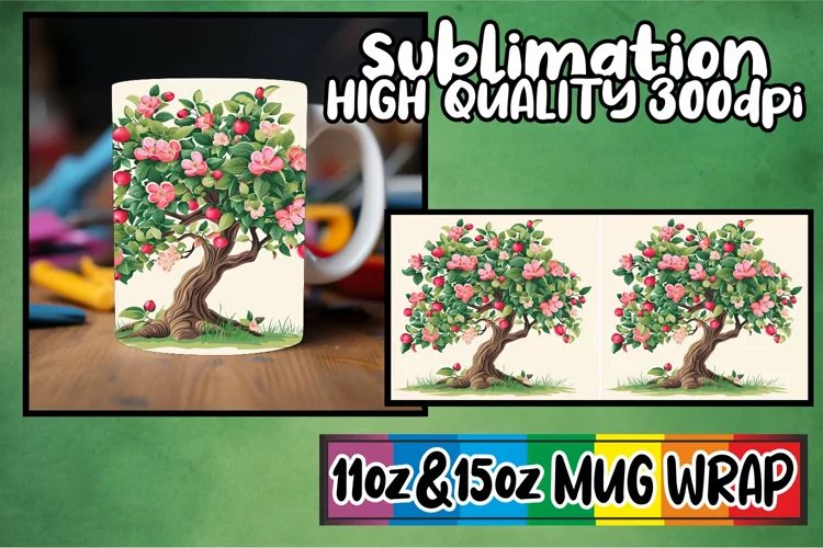 Love-themed Tree Artistry for Mug Sublimation