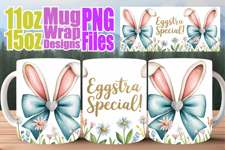 Gentle warmth 11oz 15oz mug wrap, Easter Bow