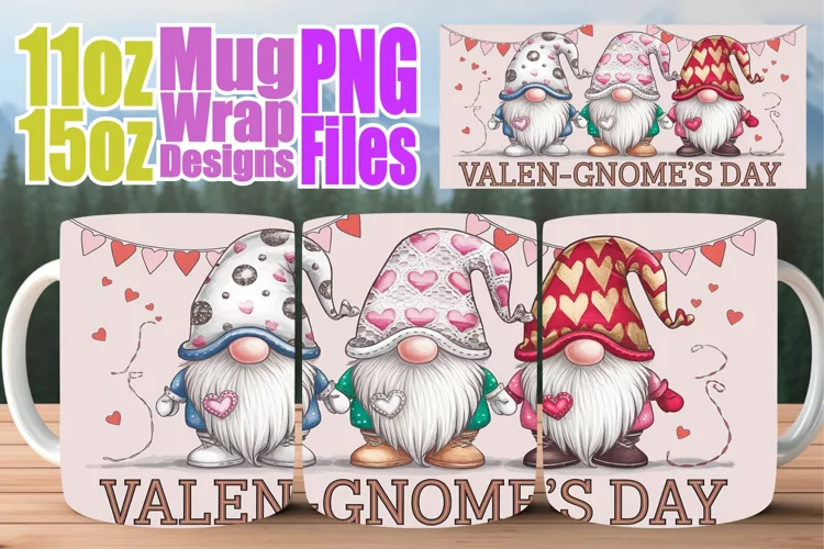 Bright smiles 11oz 15oz mug wrap, Love Gnome