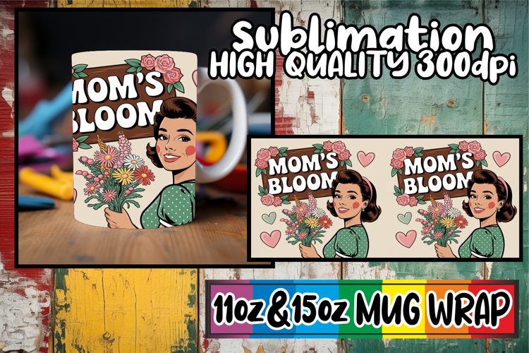 Luminous vibes sublimation mug wrap, Mom Life