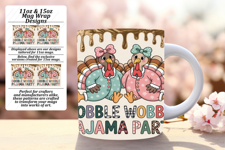 Glamorous 15oz Mug Wrap Png Artwork , Holiday