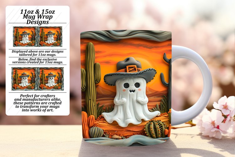 3D Spooky Halloween Mug Wrap 11oz/15oz Autumn Design