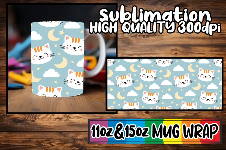 Joyful hearts 11oz 15oz sublimation wrap, Funny Cat