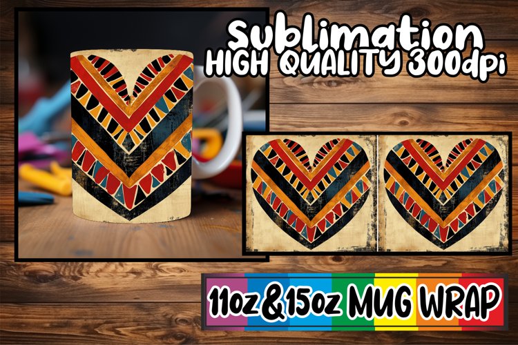 Sublimation Heart Pattern Wrap - Mug example image 1