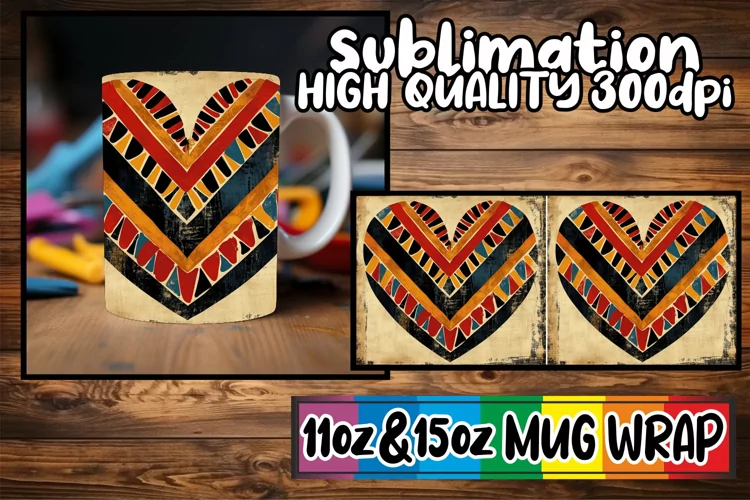 Sublimation Heart Pattern Wrap - Mug